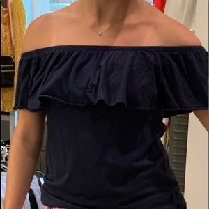 Lilly Pulitzer Navy Off-The-Shoulder Top (XS)